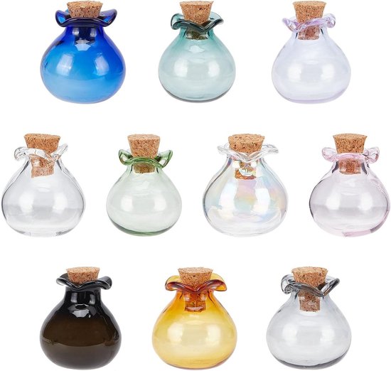 Premium - PH Tiny Jars 10 kleuren mini glazen flessen voor toverdrankflessen 1 ml geluksbrenger wensflesjes