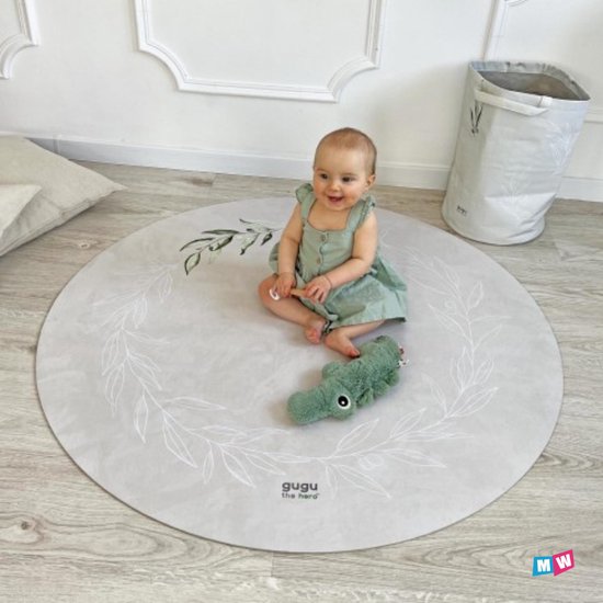 Premium Speelmat Olive Garden Rond 120cm - Veilige Mat voor Peuters - Kinderkamer Mat - Decoratie voor de Kinderkamer - EU-Product van Moimili