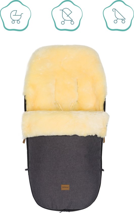 Premium Winter voetenzak kinderwagen en buggy - 100% medisch gelooid Ökotex lamsvel - Geschikt voor Bugaboo & Joolz - Grijs - Fillikid van Fillikid