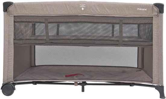 Prénatal campingbed Sinne - Inklapbaar reisbedje - Met bodemverhoger en kruipluik - Inclusief draagtas - Taupe bruin - 60 x 120 cm