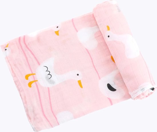 Pretty Panda - Hydrofiele doek XL formaat eendjes roze - super zacht 70% bamboe 30% katoen - hypo allergeen - ideaal kraamcadeau van Pretty Panda
