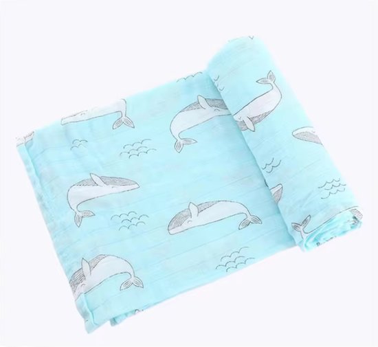 Pretty Panda - hydrofiele doeken XL blauwe walvissen - bamboe - super zacht voor baby en peuter - hypo allergeen van Merkloos