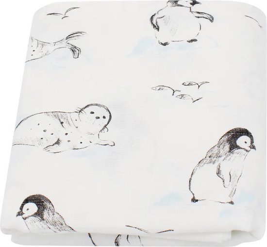 Pretty Panda - Hydrofiele doeken XL formaat Pinguïns - super zacht 70% bamboe en 30% katoen - hypo allergeen en antibacterieel - ideaal kraamcadeau van Merkloos