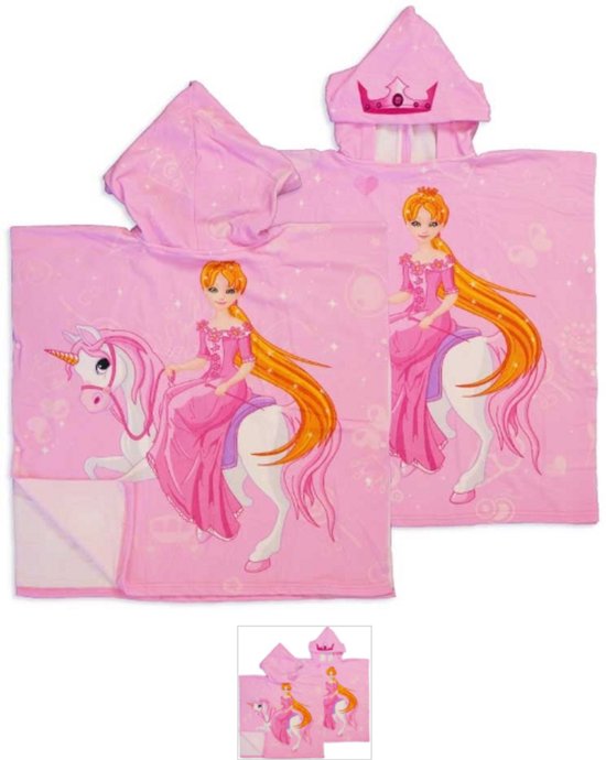 Prinsessen poncho, Prinses en Unicorn poncho, Poncho, Kinder poncho van Merkloos