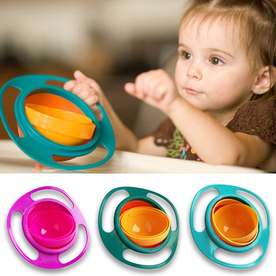 PRO-Deals | Anti knoei bakje | 360 graden | BPA vrij | Eetbakje | Veilig | Balans | Anti-mors | Geen geknoei meer | Servies Kind | Baby kom | Groen Oranje van Pro