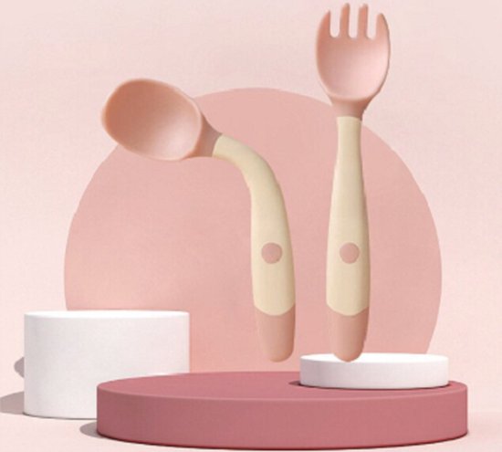 PRO-Deals | Buigbare Vork & Lepel – Siliconen – Buigbaar – Veilig voor kinderen – Veilig materiaal – Roze - Speels eten! van Pro