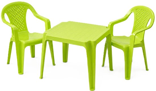 Pro garden kinder tuinset - groen - kunststof - kindertafel en stoeltje - binnen/buiten van Pro Garden