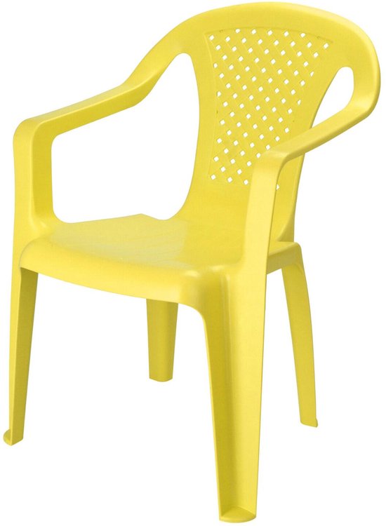 Pro Garden Stoeltjes voor kinderen - 1x - geel - 38 x 52 cm - voor binnen en buiten - kunststof - voor kinderen van 3 tot 7/8 jaar - stapelbaar van Pro Garden
