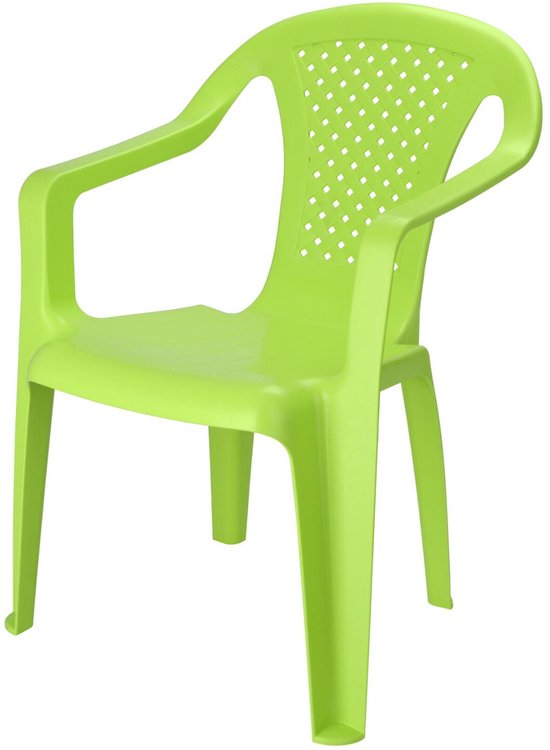 Pro Garden Stoeltjes voor kinderen - 1x - groen - 38 x 52 cm - voor binnen en buiten - kunststof - voor kinderen van 3 tot 7/8 jaar - stapelbaar van Pro Garden