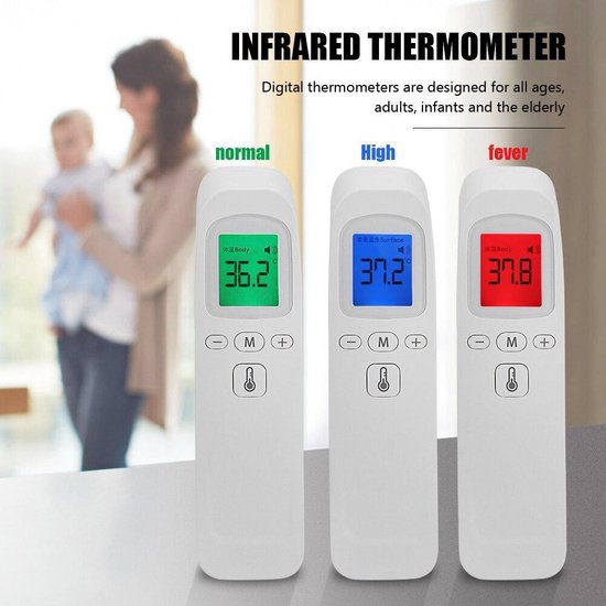Professionele multi thermometer - Draagbare thermometer - Non-contact - Multi toepasbaar - IR Infrarood - Thermometer - Digitale Thermometer - Voorhoofd - Oppervlakte - LCD - Koorts - Temperatuur - met Achtergrondverlichting - voor alle leeftijden van Pro+