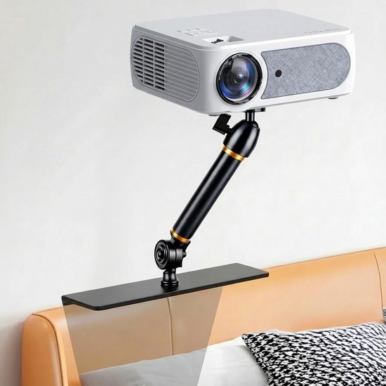 Projectorhouder voor bed en bank, vaste standaard lengte 20 cm, verborgen design, beamerhouder, compatibel met 99% projectoren, XGIMI, Nebula, Vankyou en Epson...