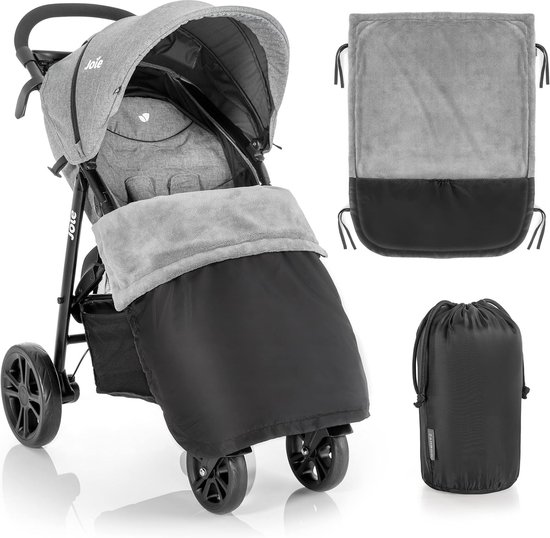 PromoHome Universele Kinderwagendeken - Waterafstotende Fleece Voetenzak Alternatief voor Wandelwagen, Buggy en Kinderwagen - 4 Seizoenen Warmtedeken met Draagtas - Zwart van Merkloos