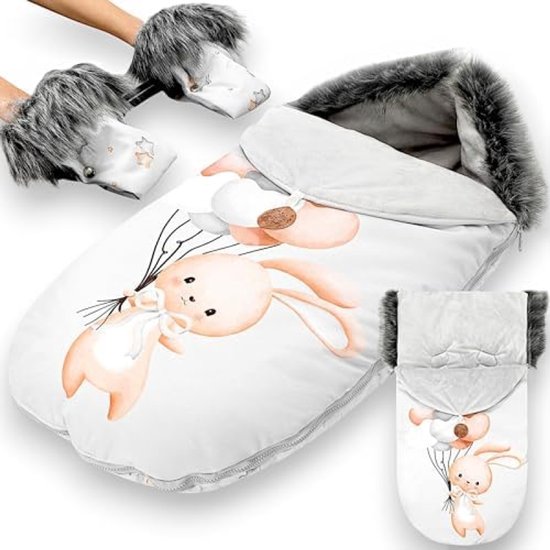 PromoHome Winter Voetenzak Kinderwagen en Buggy Premium Set 90x45 cm - Warme Geïsoleerde Voetenzak met Handschoenen voor Ouders - Universele Pasvorm Baby Accessoire van Merkloos