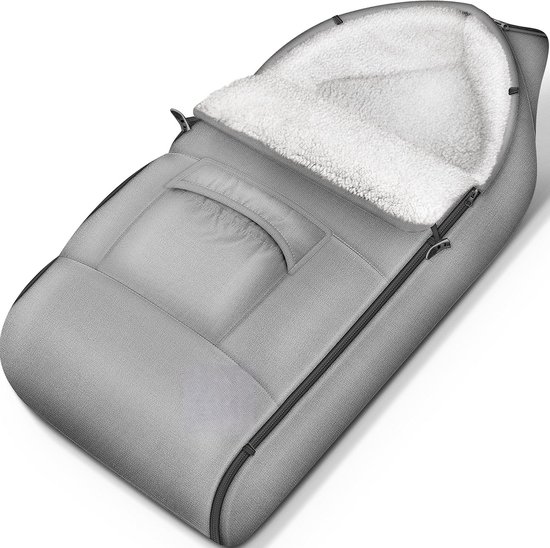 PromoHome Wintervoetenzak voor Kinderwagen en Buggy - Wasbare Babyvoetenzak met Ritssluiting en Tas - Extra Dik Gevoerd Waterafstotend Materiaal - Anti-Slip Onderkant - Universeel Toepasbaar - Grijs van Merkloos