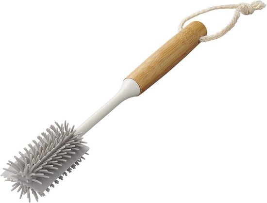 ProPlus Flessenborstel - 31,5 cm, Ø5 cm - Afwasborstel - Flessenreiniger - Siliconen - Krasvrij - Bamboe - Hygiënisch van ProPlus
