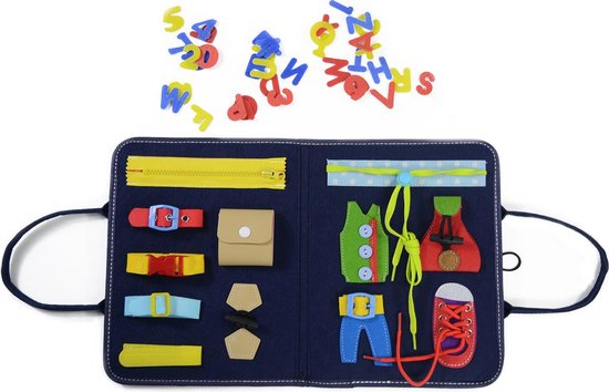 PROSIN® Busy Board - Montessori Speelgoed - Basisvaardigheidsbord - Activiteitenbord - Motoriek Speelgoed - Leerspeelgoed - Leren - Ontwikkeling - Veter Strikken - Educatieve Spellen - Leerzaam Speelgoed - Speelgoed - Baby - Peuter van Pro