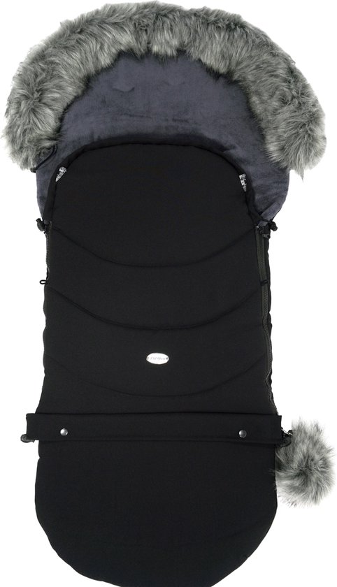 P'tit Chou - Voetzak buggy - Slaapzak - Trappelzak - Afneembare pels - Verkleinbaar - Zwart