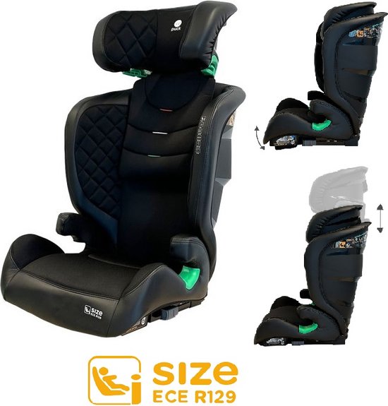 Puck Autostoel Enzo Leather Zwart I-size/Isofix van Puck.