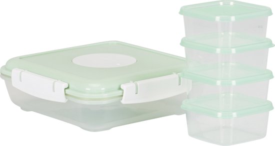 Puck Diepvriesbakjes - Groen - 4 Kleine Bakjes en 1 Groot Bakje van Puck.