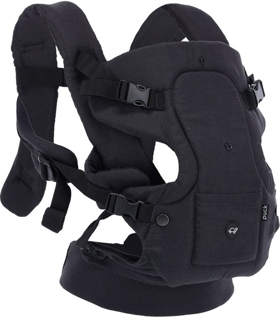 Puck Draagzak Coco Zwart Geboorte - 15 kg. 4 posities van Puck.