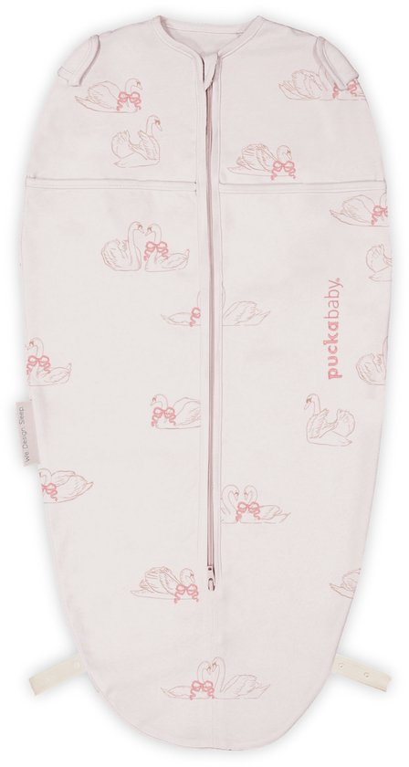 Puckababy Mini Inbakerslaapzakje baby (3-6m) - Swans - Katoen TOG 0.5 - Zomerslaapzak van Puckababy