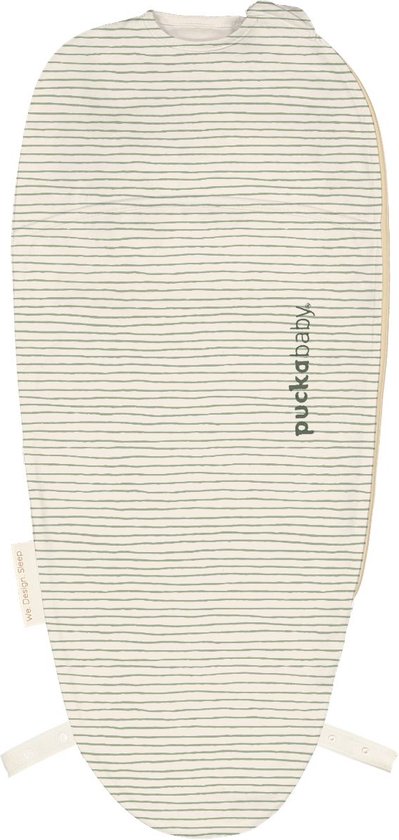 Puckababy Piep Inbakerslaapzakje baby (0-3m) - Green Stripes - Katoen TOG 0.5 - Zomerslaapzak van Puckababy