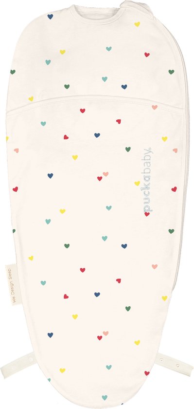 Puckababy Piep Inbakerslaapzakje baby (0-3m) - Hearts Confetti - Katoen TOG 0.5 - Zomerslaapzak van Puckababy