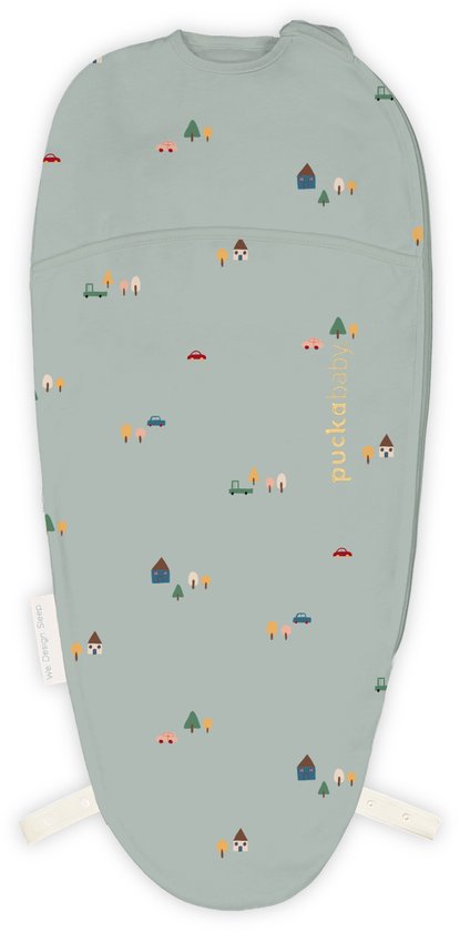 Puckababy Piep Inbakerslaapzakje baby (0-3m) - Tiny Village - Katoen TOG 0.5 - Zomerslaapzak van Puckababy