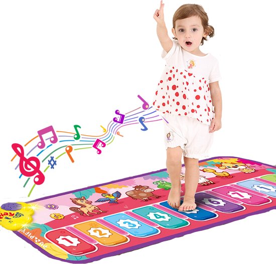 Pumpify Dansmat – Pianomat – Muziekmat – Speelmat - Roze Dieren Dansmat – Speelgoed - 1 jaar - 2 jaar - 3 jaar - Voor Kinderen - Voor Meisjes - Voor Jongens - 100x32 cm van Pumpify