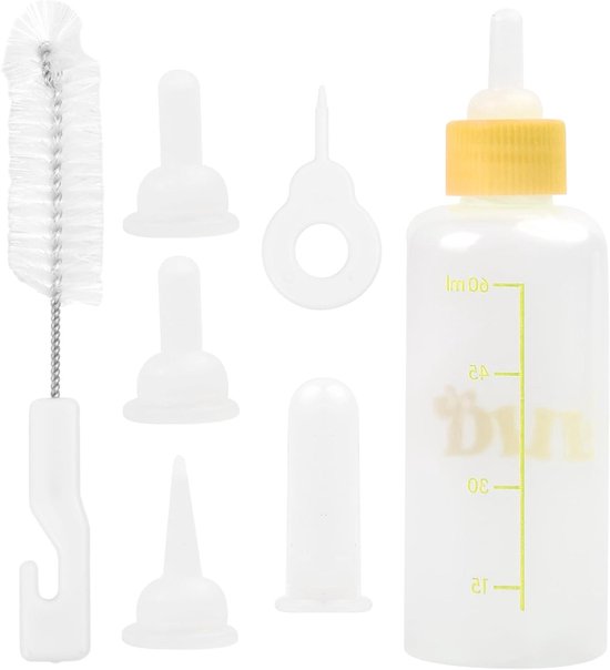 Puppy en Kitten Fles voor Voeding - Silicone Babyfles Set 60ml en 150ml met Vervangbare Mini Flesjes voor Huisdieren