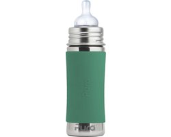 Pura Speenfles 325 ml - Plasticvrij - Drinkfles - Voorkomt Maagkrampen - Vaatwasserbestendig - Inclusief Siliconen Speen, Reisdop en Sleeve - Top is Verwisselbaar - Veelzijdig - Mint van Merkloos