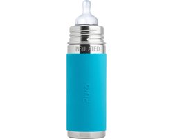 Pura Thermos Speenfles 260 ml - Thermoskan - Thermosfles - Plasticvrij - Met Isolatiewand - Voorkomt Maagkrampen - Inclusief Siliconen Speen, Reisdop en Sleeve - Aqua van Pura