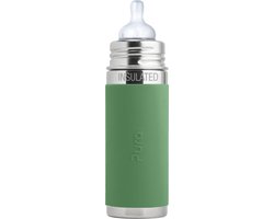 Pura Thermos Speenfles 260 ml - Thermoskan - Thermosfles - Plasticvrij - Met Isolatiewand - Voorkomt Maagkrampen - Inclusief Siliconen Speen, Reisdop en Sleeve - Moss van Pura
