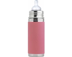 Pura Thermos Speenfles 260 ml - Thermoskan - Thermosfles - Plasticvrij - Met Isolatiewand - Voorkomt Maagkrampen - Inclusief Siliconen Speen, Reisdop en Sleeve - Roze van Merkloos