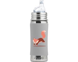 Pura Tuitfles 325 ml - Tuitbeker - Meegroeiend - Plasticvrij - Vaatwasserbestendig - Biedt Weerstand aan het Bijtinstinct - Inclusief Siliconen Tuit, Reisdop en Sleeve - Vossen Sleeve van Pura