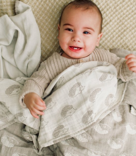 Pure Baby Love - luxe swaddle / hydrofiele doek L - 80x80 - taupe egels