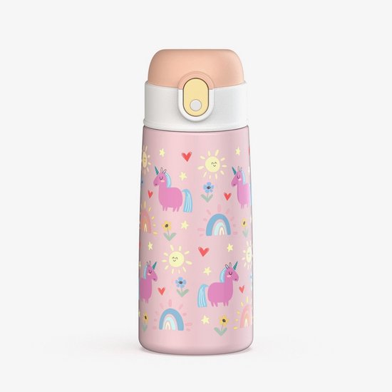 Pure Luv RVS Drinkfles - Magicsip - Drinkbeker - Roze - 500ml - Roestvrijstaal - kinderfles - peuterfles - BPA vrij - Peuterfles - Schoolfles - Schoolreisje - Vakantiefles van Pure Luv