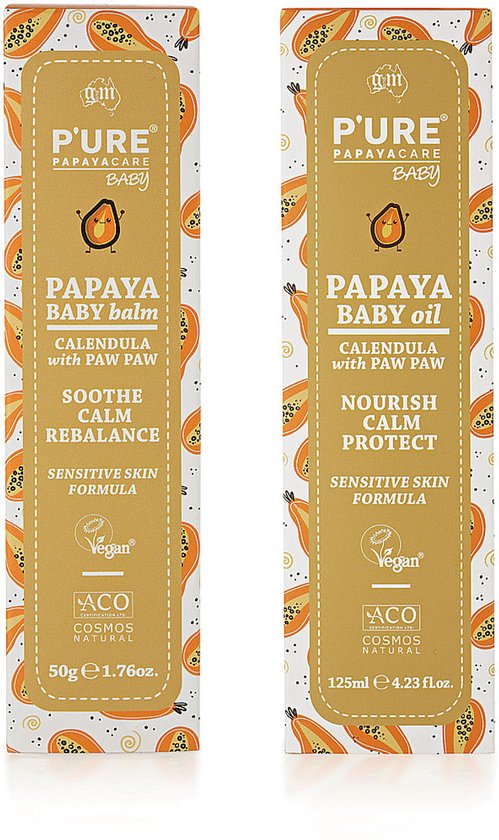 P'ure Papaya Care - Papaya Baby Balm + Papaya Baby Olie - 2 Pak