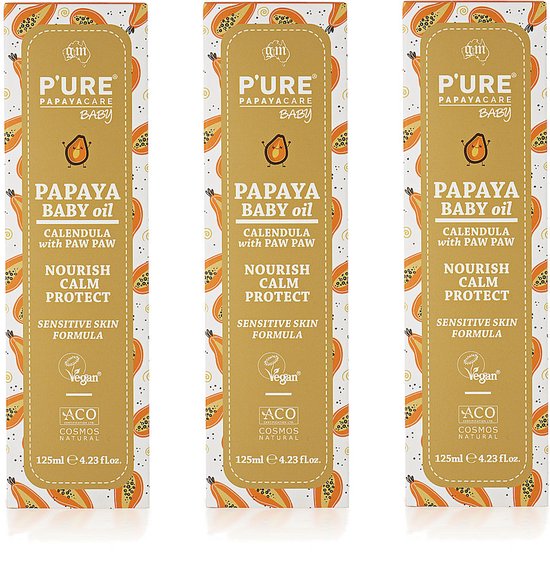 P'ure Papaya care - Papaya Baby Olie - Natuurlijk - 3 Pak - Voordeelverpakking van Merkloos