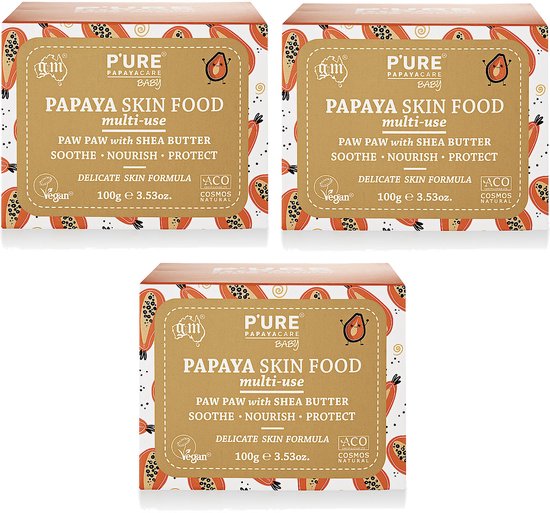P'ure Papaya care - Papaya Baby Skin Food - Natuurlijk - 3 Pak - Voordeelverpakking van Merkloos