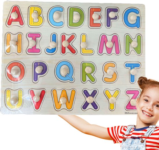 Puzzel - Houten puzzel - Alfabet Puzzel - Educatief speelgoed - Speelgoed 1 jaar - 2 jaar - 3 jaar en ouder - Vormenpuzzel - Vormenpuzzels - Kinderpuzzel van Jumbo Basics