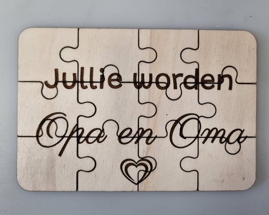 Puzzeltje ''Jullie worden Opa en Oma'' - zwangerschapsaankondiging - Opa en Oma - baby on the way - Aankondiging Zwangerschap van Little Tots & Gifts