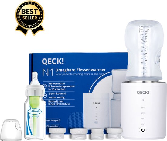 QECK!® Draagbare Flessenwarmer - Flessenwarmer voor Onderweg - Flessenwarmers - Bottle Warmer Baby - Babyvoeding - USB Oplaadbaar - Draadloos - Snelle verwarming - Lange batterijduur - van Merkloos