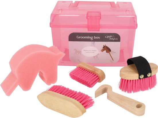 QHP - Poetskist Hobby Horse - Inclusief Borstels - 6 delig - Roze van Merkloos