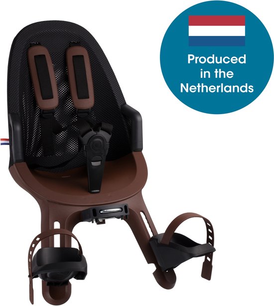 Qibbel Air Fietsstoeltje Voor - Bruin - Stuurpenbevestiging - Voorzitje - Fietszitje - Stuur van Merkloos
