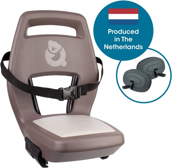 Qibbel Junior 6+ Fietsstoeltje Achter Bagagedrager bevestiging - Quick Connect - Fietszitje - Hazel Brown - inclusief voetbeschermingsplaten en voetsteunen van Merkloos