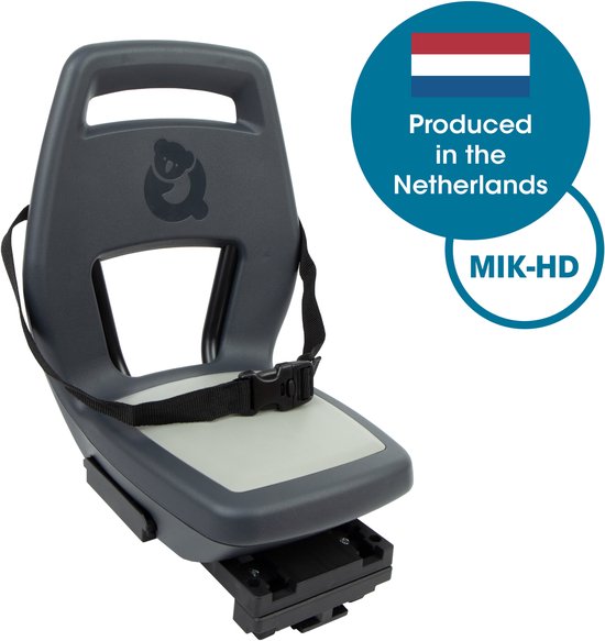 Qibbel Junior 6+ Fietsstoeltje Achter MIK HD - Granite Grey - inclusief voetbeschermingsplaten en voetsteunen van Qibbel