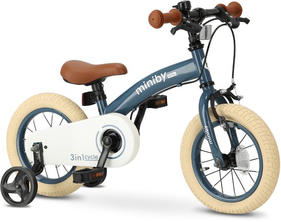 Qplay Miniby Kinderfiets 12 inch - 3 in 1 - loopfiets - Steel van Qplay