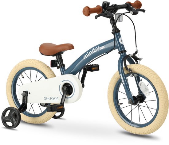 Qplay Miniby Kinderfiets 14 inch - 3 in 1 - loopfiets - Steel van Qplay