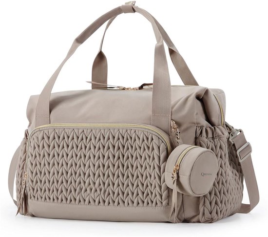 Qrenova Luiertas Groot – Baby Verzorgingstas – 3 Draagmogelijkheden – Unisex – Beige van Merkloos